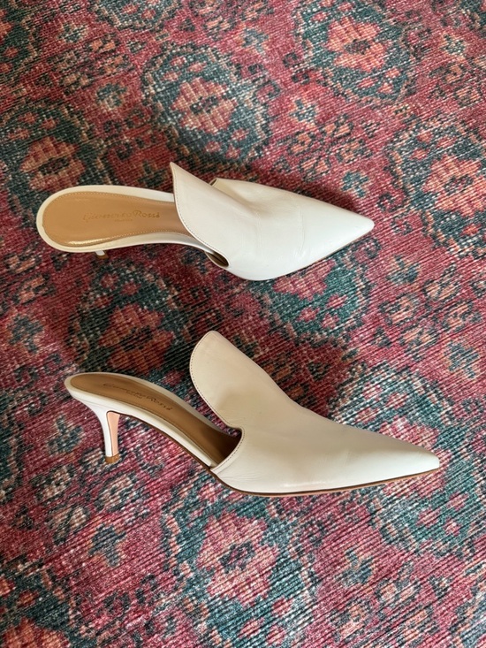 Gianvito Rossi Shoes - Gianvito Rossi White Pointed Leather Mule Heels